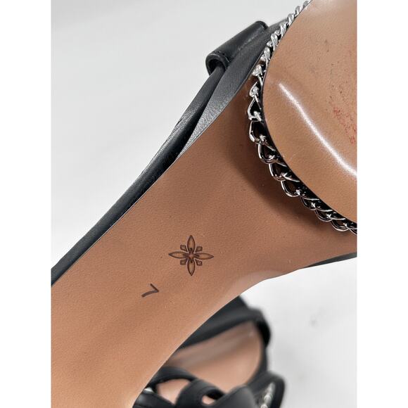 BCBGeneration Noelli Chain Platform Sandals 7 Black NWOT Heels Pumps Ankle Strap - Picture 7 of 8